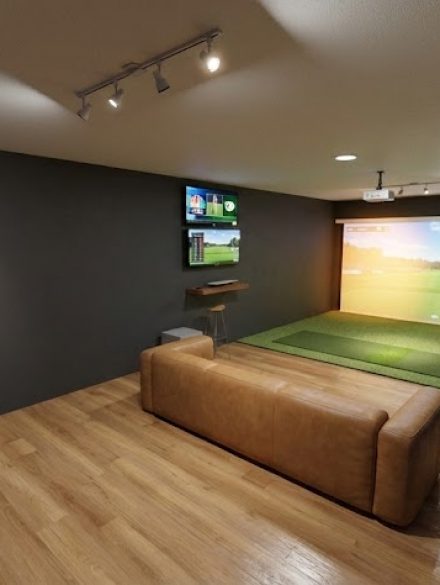 Custom indoor golf sim enclosure build in Hamilton serving the Halton region.
